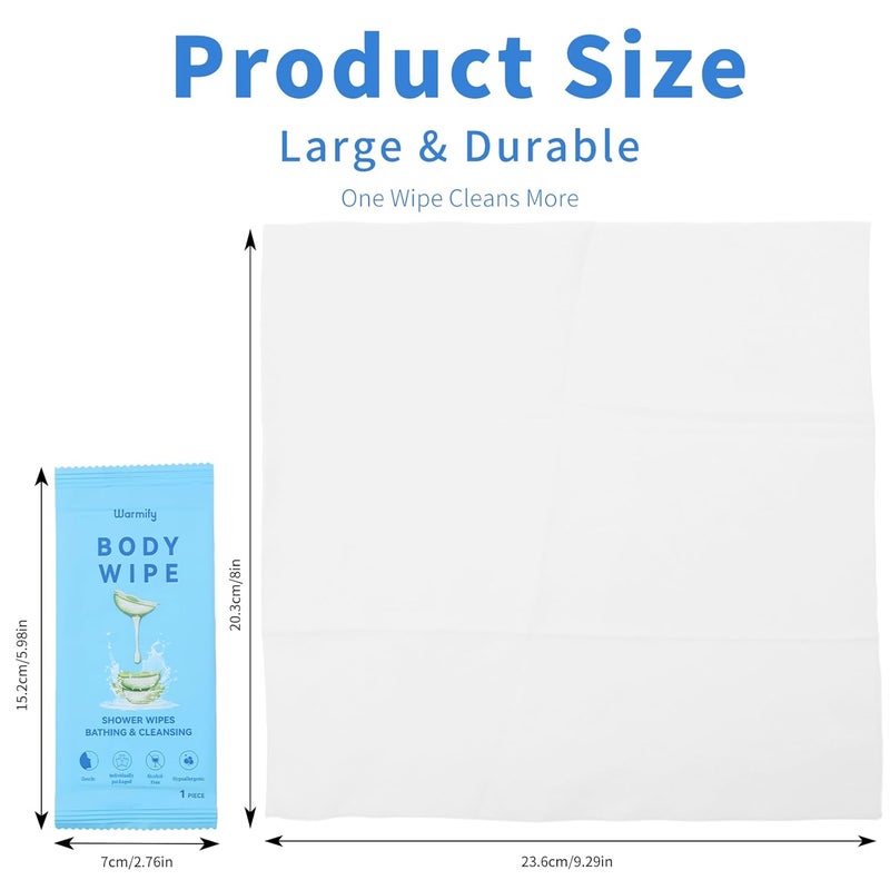 Warmify 80 Pcs Body Wipes Individually Wrapped (9.29" x 8"), Large Shower Wipes for Adults Bathing No Rinse, Portable Personal Cleansing for Gym, Camping, Hiking, Backpacking,Bulk Homeless Supplies - Image 2